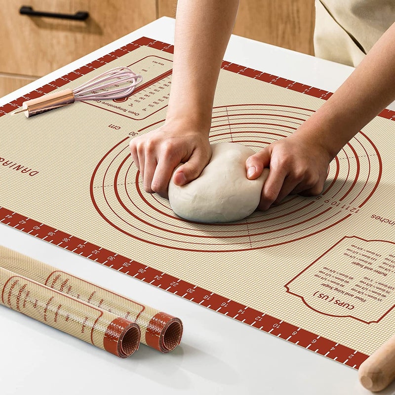 DANIA DEAN 26x16 Inch Extra Thick Silicone Baking Mat with Measurements, Non-slip and Reusable - For Cookies, Bread, Pastry - Image 1